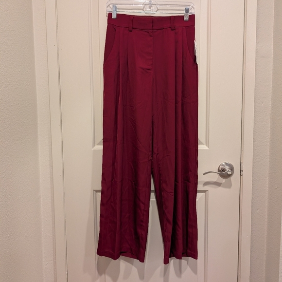 Bar III Red Wide Leg Pants High-Waisted Flowy - Picture 1 of 7